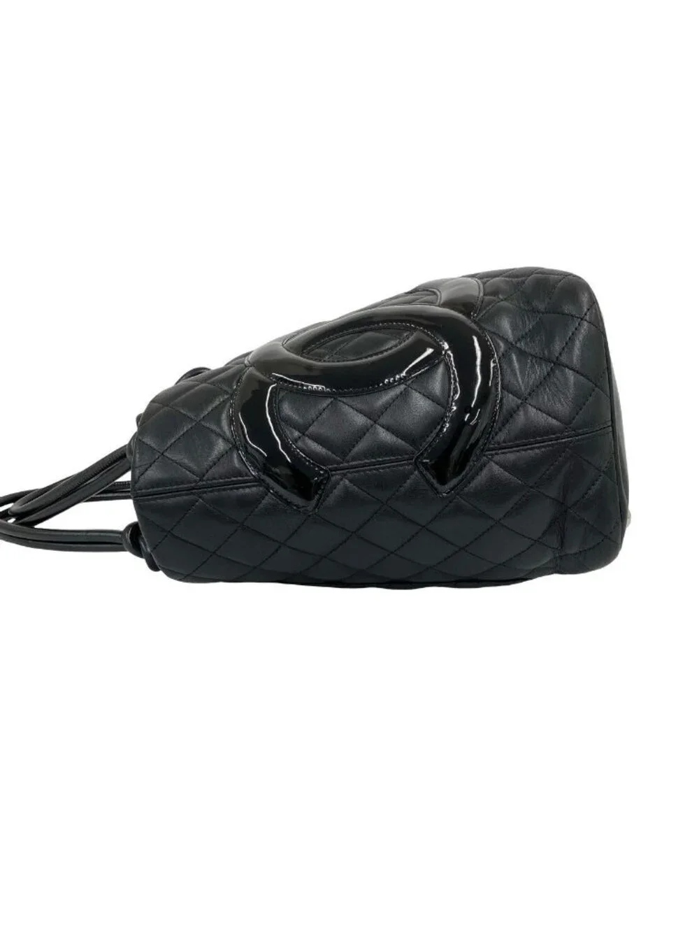 Chanel With Card Cambon Line CC Logo Leather Tote Black